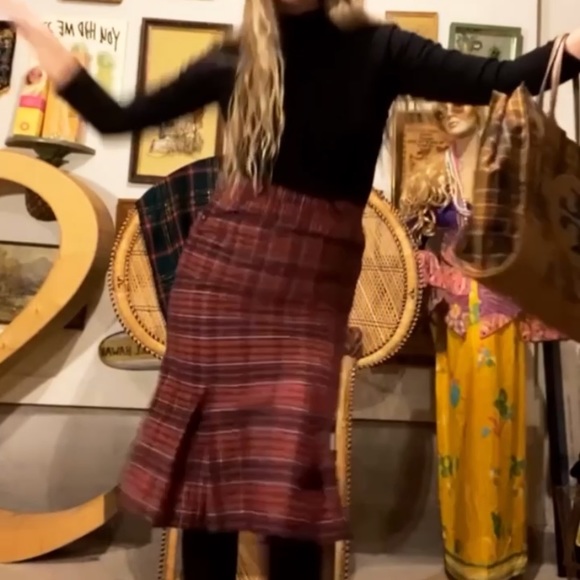 Vintage Plaid high waist midi skirt Sz 9 - Picture 2 of 8
